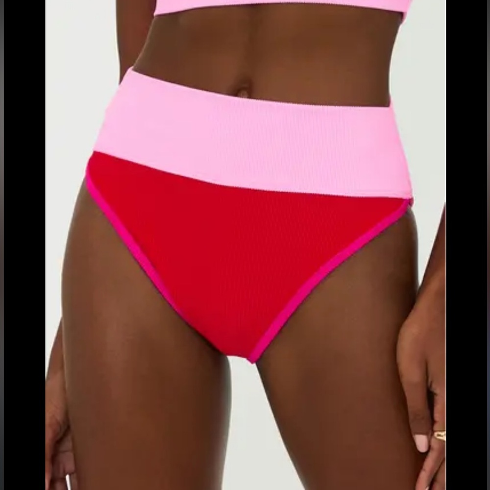 Beach Riot Emmy Pink and Red Bikini Bottom